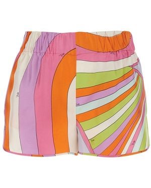 PUCCI Silk Geometric Print Balloon Shorts - Multicolour