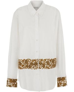 Dries Van Noten Shirt Cheers With Pointed Collar And Long Sleeves - White
