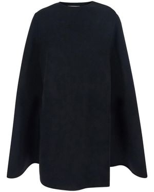Federica Bonifaci Crewneck Cape With Shoulder Pads And Slip-On D - Blue