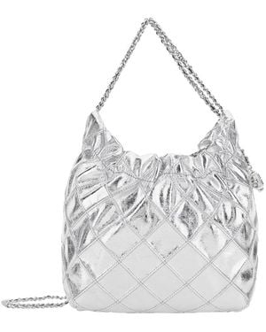 Tory Burch 'Fleming Mini' Coloured Shoulder Bag With Chain Strap And Metallic Pendant With Logo - White