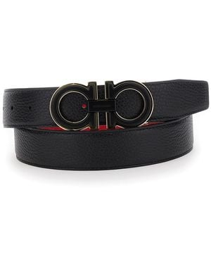 Ferragamo Double Adjustable Gancio Doppio Nero + Rosso - Black