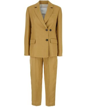 Tela Double-Breasted Suit With Notched Revers - Yellow