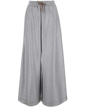 Brunello Cucinelli Pants Wide-Leg Elastic Drawstring - Gray