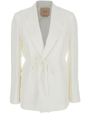 Twinset Blazer With Notched Revers And Button Closure - White