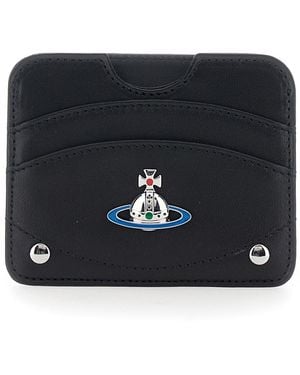 Vivienne Westwood Card Holder With Orb Detail On The Front And S - Black