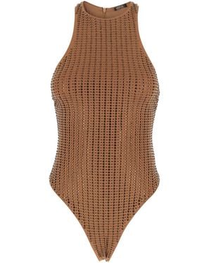 VENUJA One-Piece Swimsuit With Racerback And Striped Sequins - Brown