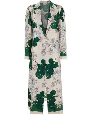 P.A.R.O.S.H. Giacca Con Revers Classici E Motivo Floreale Stampato All - Verde
