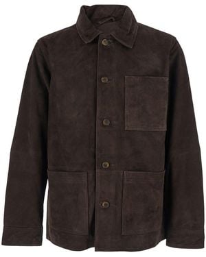 Sebago Jacket 'Camoscio' With Leather Front Closure - Black