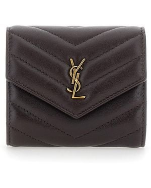 Saint Laurent Multifolded Wallet Agneau Souple Matelasse - Black