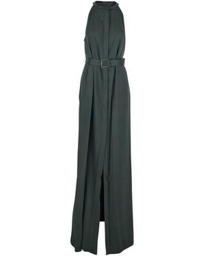 Tom Ford Sleeveless Long Dress With Halterneck And Front Belt - Green