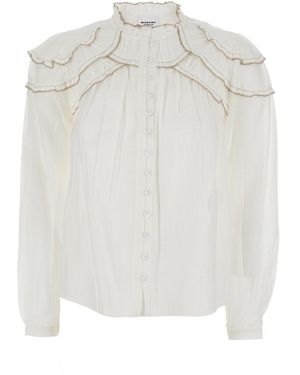 Isabel Marant 'Christa' Blouse With High Neck And Ruched Neckline - White