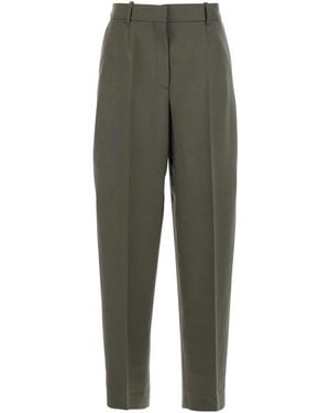 TOTEME Wide Leg Wool Blend Trousers - Green