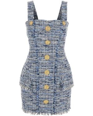 Balmain Tweed Mini Dress - Blue