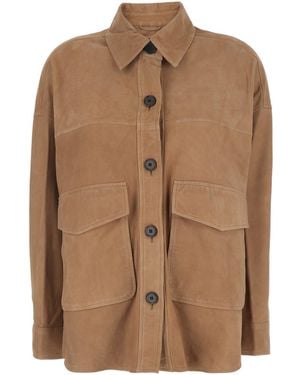 Arma 'Kaylee' Jacket With Classic Collar And Applied Pockets On - Brown