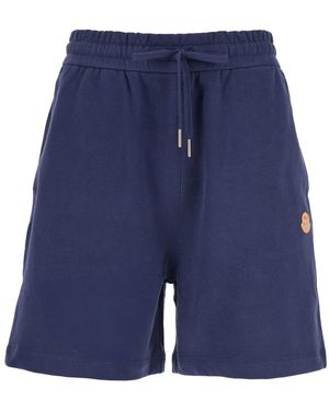 Moncler Genius Bermuda Trousers With Elastic Drawstring Waist And Logo Patch On The Side - Blue