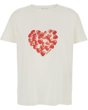 Chloé T-Shirt With Round Neckline And Short Sleeves Cotton For Tshirts Polo Shirts - White