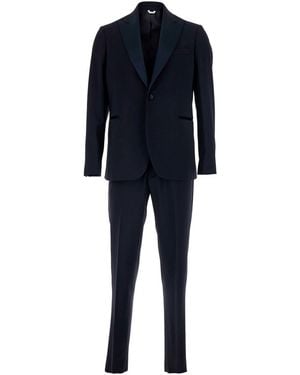 Le Plain Single-Breasted Suit With Peak Revers - Blue