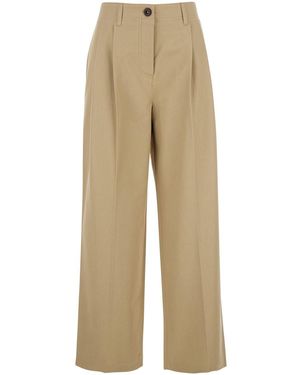 TOTEME Pantaloni Chino Con Pieghe A Cannone E Gamba Ampia - Neutro