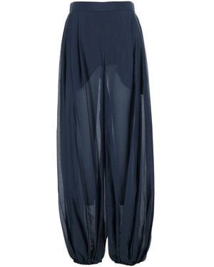 Semicouture Trousers With Elasticated Waist And Side Pockets - Blue