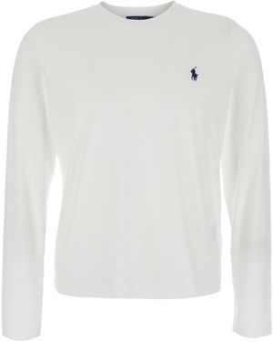 Polo Ralph Lauren Long Sleeve T-Shirt With Pony Embroidery On Th - White