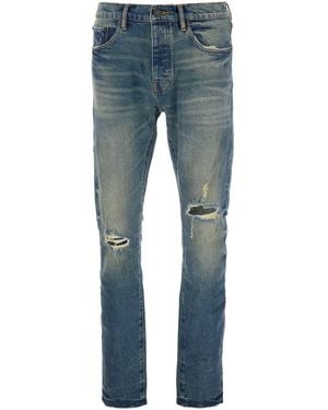 Purple Brand Jeans With Logo Patch On The Rear And Ripped Details - Blue