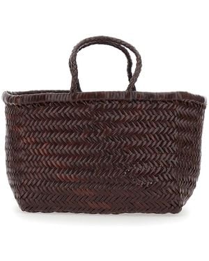 Dragon Diffusion 'Triple Jump' Small Handbag With Woven Motif In - Brown