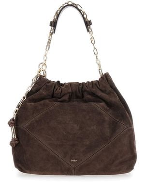 Ba&sh Shoulder Bag With Chain Strap And Front Logo - Brown