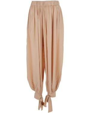 ANDAMANE Trousers With Elastic Waist And Knots - Natural