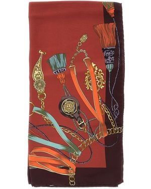 Etro Silk Paisley Scarf With Fringes - Red