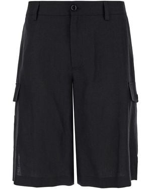 Dolce & Gabbana Bermuda Shorts With Logo Patch - Blue