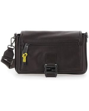Fendi 'Flux' Crossbody Bag With Ff Logo Plate - Black