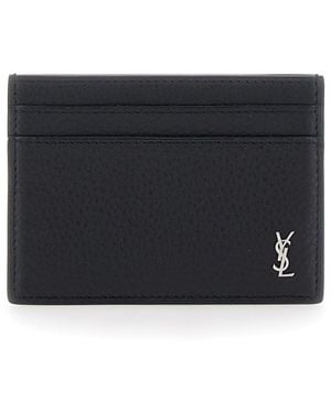 Saint Laurent Card Holder With Cassandre Detail On The Front - Black