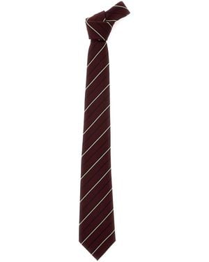 Saint Laurent Bordeaux Tie With Rear Tie Closure And All-Over Stirped Motif - Purple