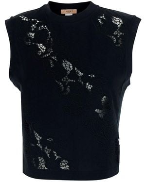 Twinset T-Shirt 'Embroidery' With Round Neck And Embroidered Cot - Blue