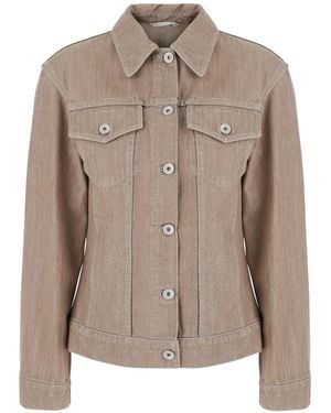 Brunello Cucinelli Jacket With Classic Collar And Two Flap Pocke - Brown