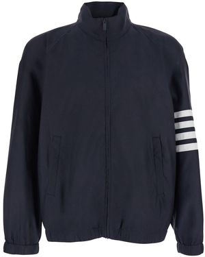 Thom Browne Sweatshirt "Zip Front Raglan Track Jacket W/ Bar - Blue