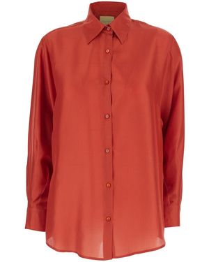 Momoní Silk Classic Collar Shirt For - Red