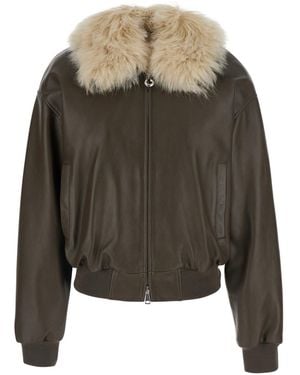 Grifoni Leather Bomber - Green