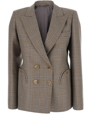 Blazé Milano 'Saona' Double-Breasted Jacket With Peak Revers And - Brown