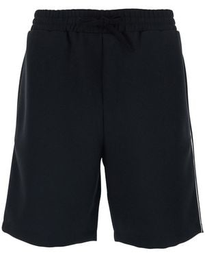 Valentino Bermuda Shorts With Elastic Waist And Vlogo Plaque On - Black