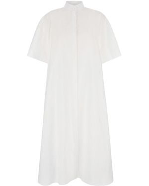 The Row Maxi Chemisier Dress With Stand-Up Collar - White