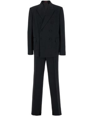 Gucci Double-Breasted Suit With G Detail - Black