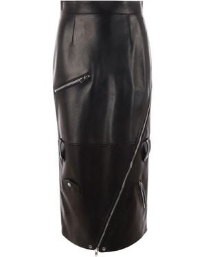 McQueen Long Skirt With Zip Embellishment - Black