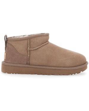 UGG Ultra Mini Ankle Boots With Logo Back - Brown