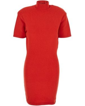 Jacquemus 'La Robe Maille Castagna' Dress With High Ribbed Neck In - Red