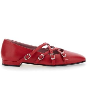 CAREL PARIS 'Eloise' Ballet Shoes With Criss-Crossed Adjustable Straps I - Red