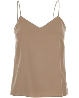 Max Mara 'Umbria' Top With Thin Straps And V-Neckline - Natural