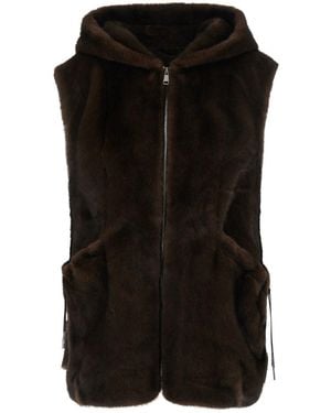 GIOVANNI PARIS Leather Sleeveless Vest For - Black