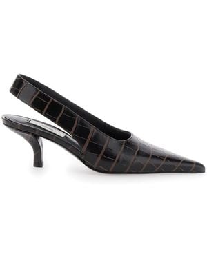 TOTEME Décolleté Slingback Con Tacco Basso A Stiletto E Stampa Effetto - Nero