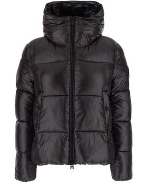 Save The Duck Down Jacket Biddy With Hood And Tech Fabric - Black
